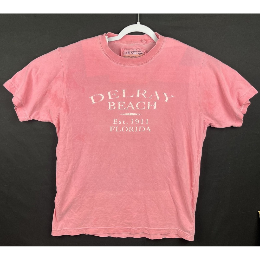 GUC U.S. Vintage Delray Beach Florida Est 1911 Womens Large Pink Graphic T-Shirt